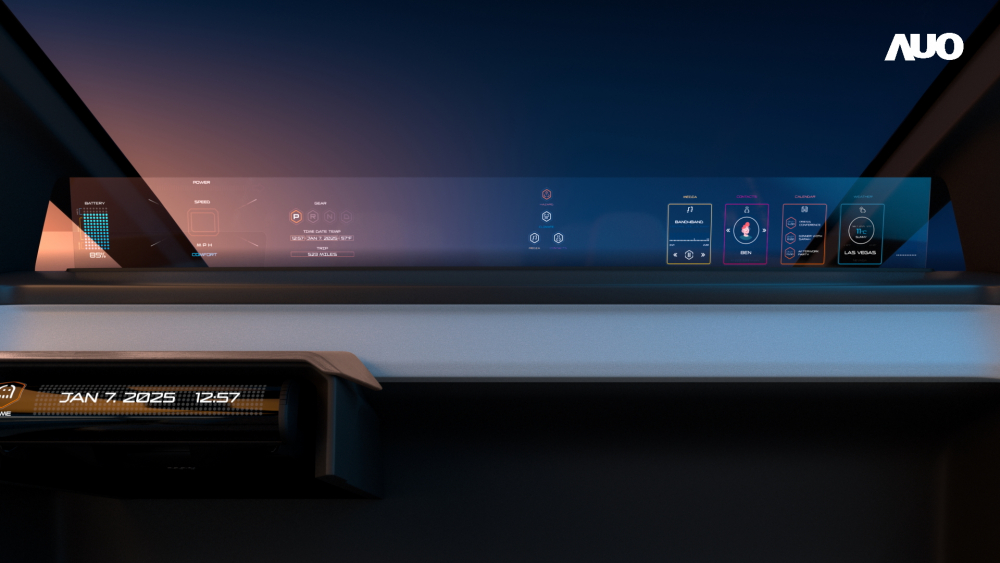 hth·华体无界透明显示接口(Horizon Image Glass)透过车运算方案整合仪表板、中控台及副驾显示器，一体式全景呈现，提供乘用者清晰的前方视野、行车必要信息与娱乐功能